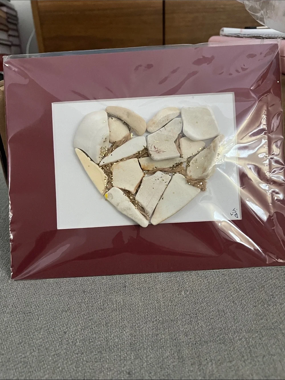 Reclaimed Ceramic Shard Mosaic Heart Art Decor mixed media fr Brooklyn